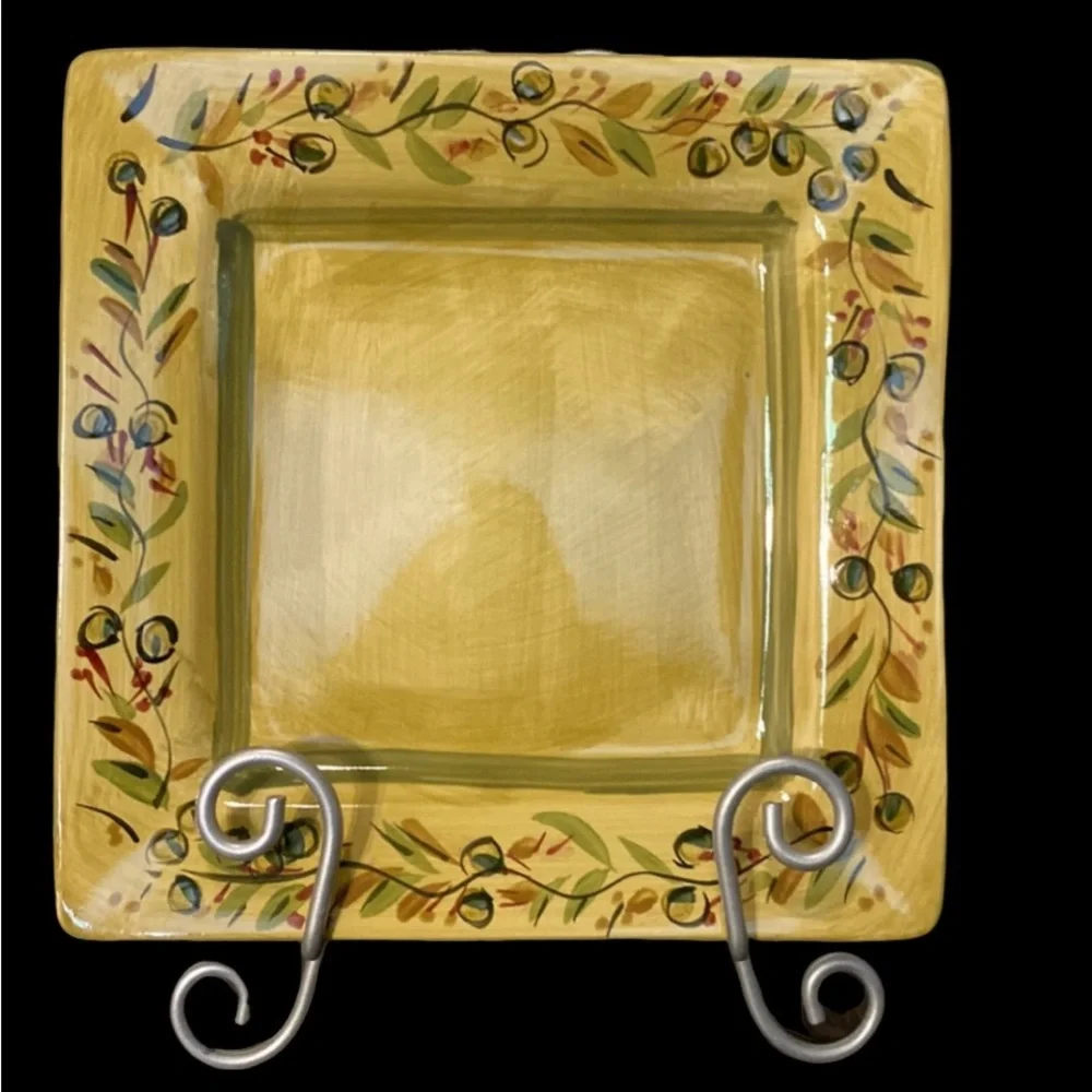 Pier1 Imports Olive serving plate. 11” x 11”. Green with olive design.
